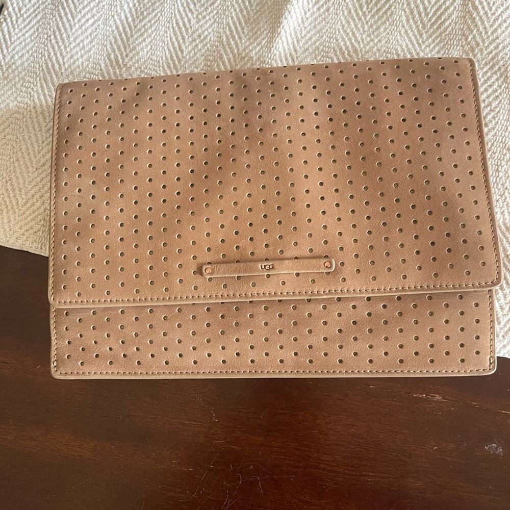 Ugg Tan Perforated Clutch NEW